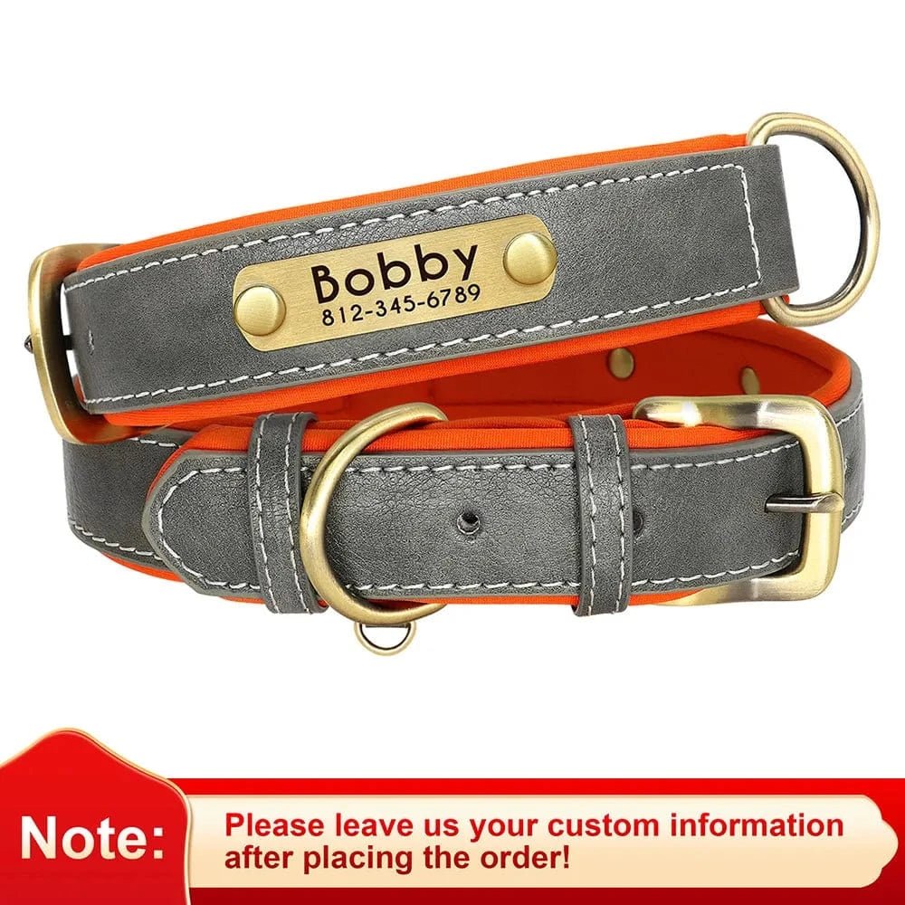 🐾 Collier en Cuir Personnalisé pour Chien – Avec Plaque Gravée Nom & Téléphone - One PETS - TOP