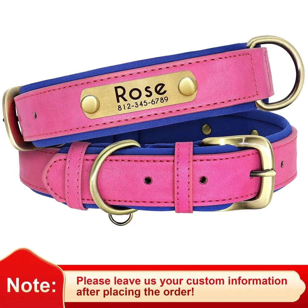 🐾 Collier en Cuir Personnalisé pour Chien – Avec Plaque Gravée Nom & Téléphone - One PETS - TOP