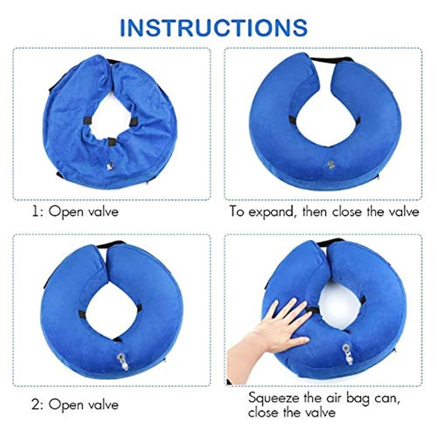 Collier Gonflable De Récupération Collerette De Protection Ajustable Cône De Cicatrisation Confortable Pour Chien (S) S (Cou: 13 - 16cm / 5.1 - 6.3in) One PETS-TOP