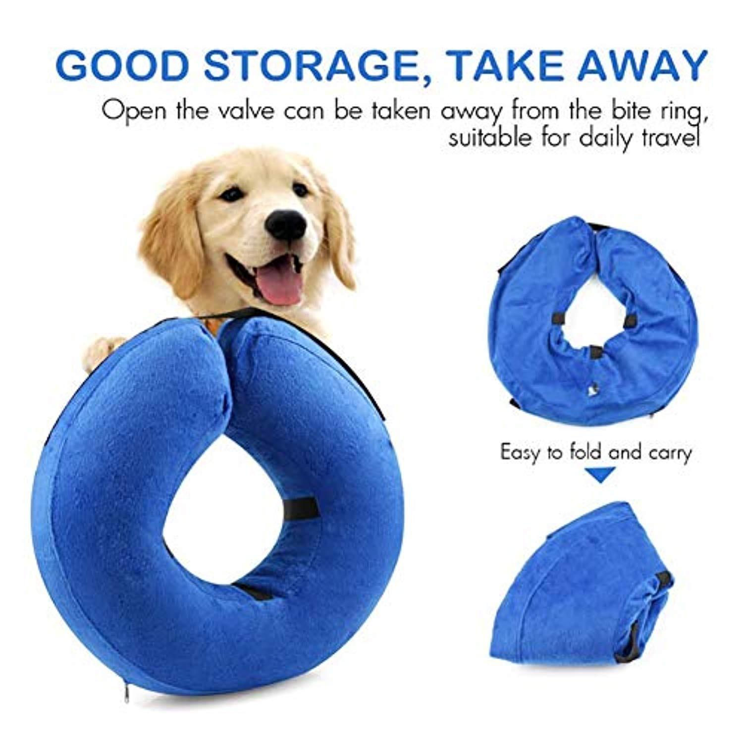 Collier Gonflable De Récupération Collerette De Protection Ajustable Cône De Cicatrisation Confortable Pour Chien (S) S (Cou: 13 - 16cm / 5.1 - 6.3in) One PETS-TOP