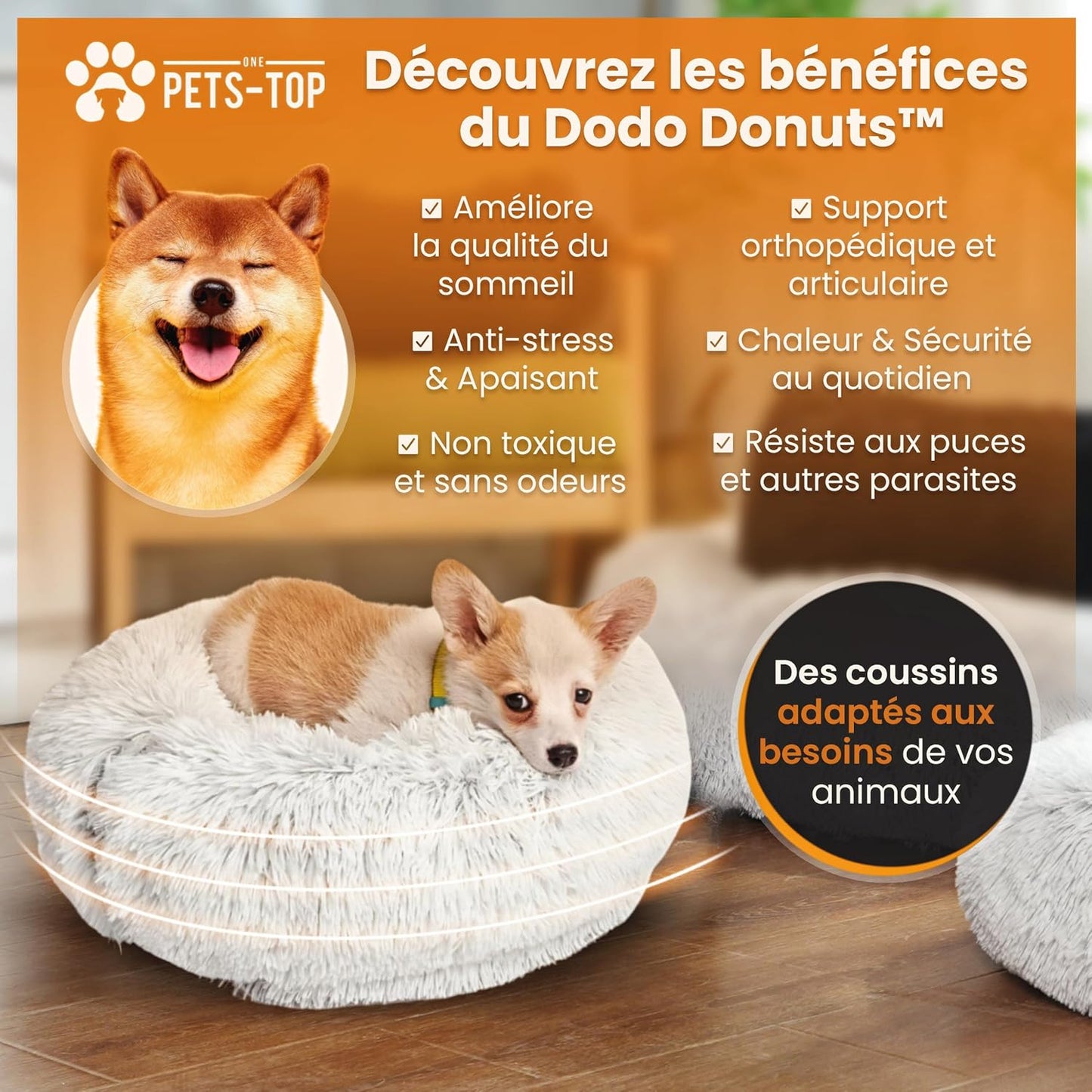 DODO Donut™ Orthopédique Premium – Confort & Sommeil Profond One PETS-TOP