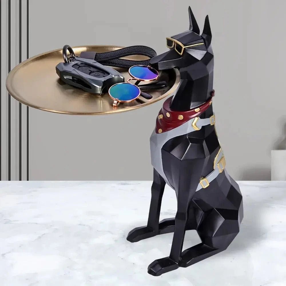 Décoration Design Chien Doberman Porte - Plateau – Sculpture Moderne En Résine - One PETS - TOP