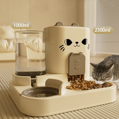 Distributeur automatique 2-en-1 chat – Gamelle & eau, grande capacité One PETS-TOP