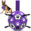 Durable Rubber Dog Soccer Ball with Straps - Interactive Chew-Resistant Pet Toy for All Breed Sizes, Purple & Black with Paw Print Design, Indoor/Outdoor Play & Training, Dog Ball Toy, Large Surface Area Purple Black / Large One PETS-TOP