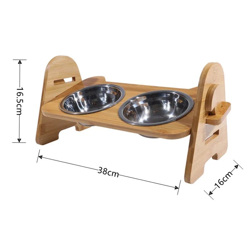 Elevatepaws™ Bamboo Adjustable Pet Bowl Stand 🐾 - One PETS - TOP