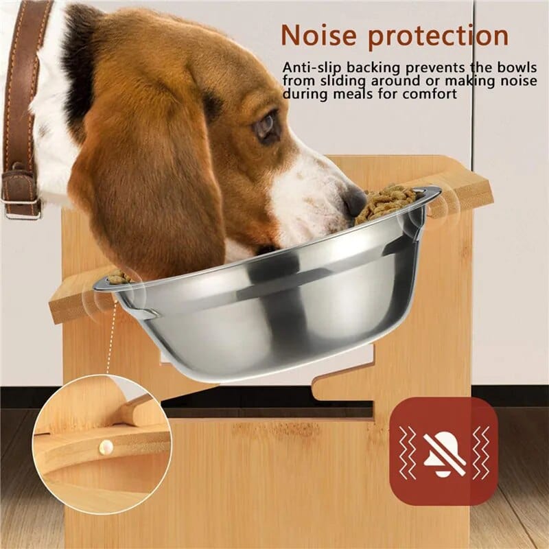 Elevatepaws™ Bamboo Adjustable Pet Bowl Stand 🐾 - One PETS - TOP