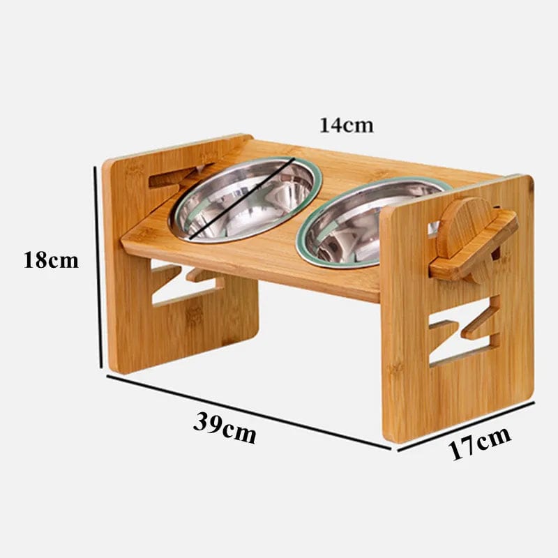 Elevatepaws™ Bamboo Adjustable Pet Bowl Stand 🐾 - One PETS - TOP