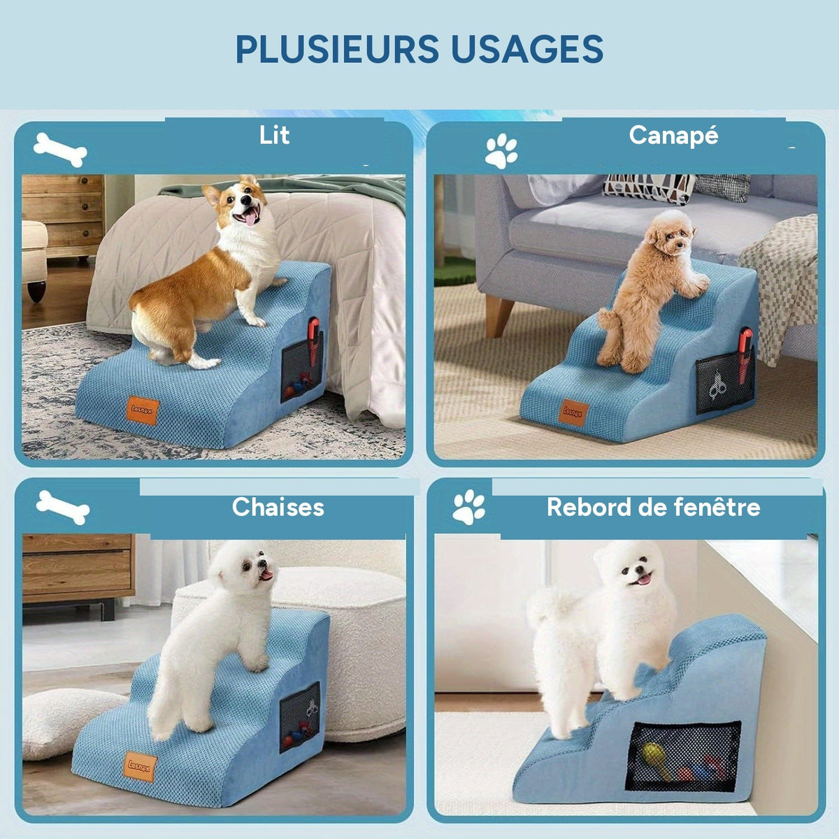Escaliers 3 marches pour chien housse lavable - image 5