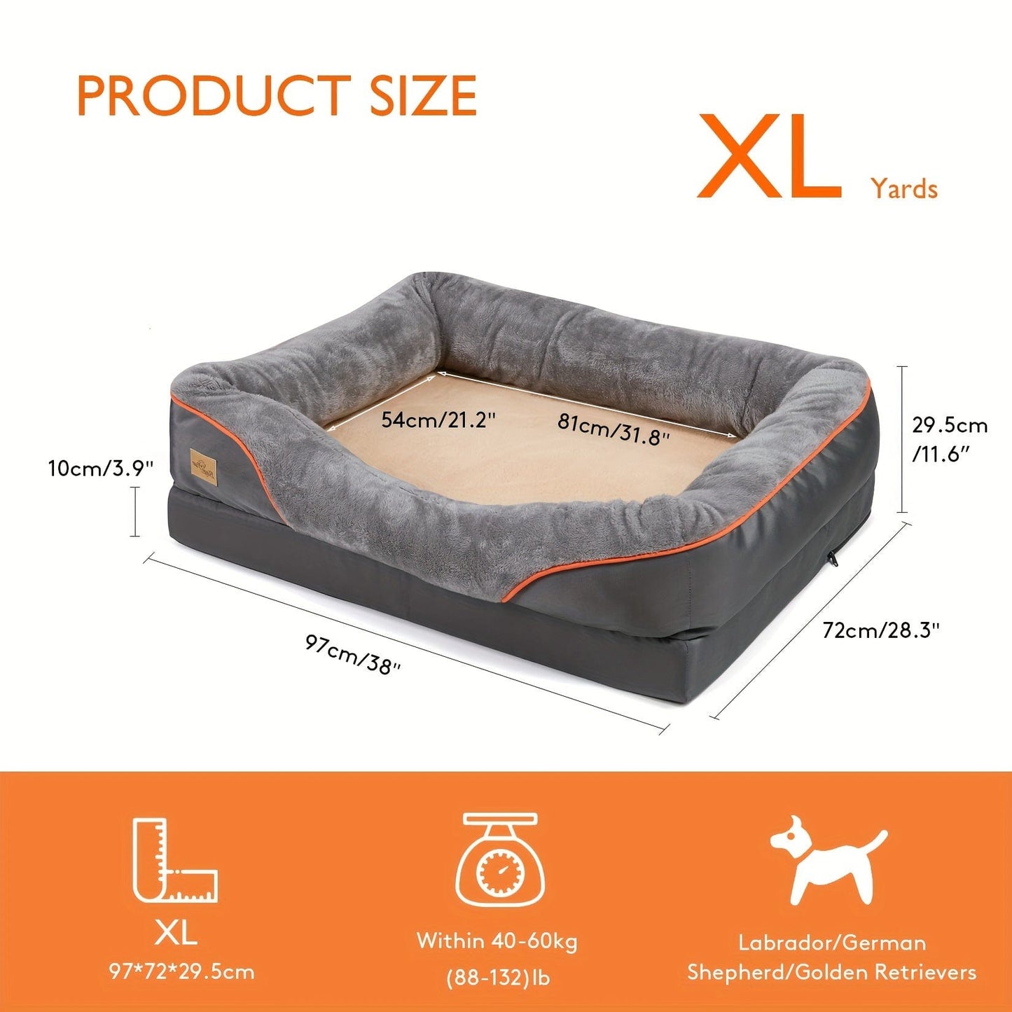 Lit orthopédique XXL pour chien – Sofa moelleux avec housse lavable