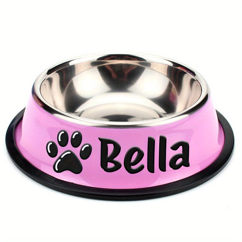 Gamelle personnalisée antidérapante chien & chat – Acier inoxydable premium Rose 2 / S One PETS-TOP