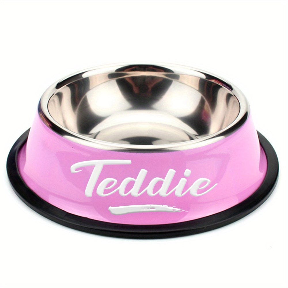 Gamelle personnalisée antidérapante chien & chat – Acier inoxydable premium Rose 1 / S One PETS-TOP