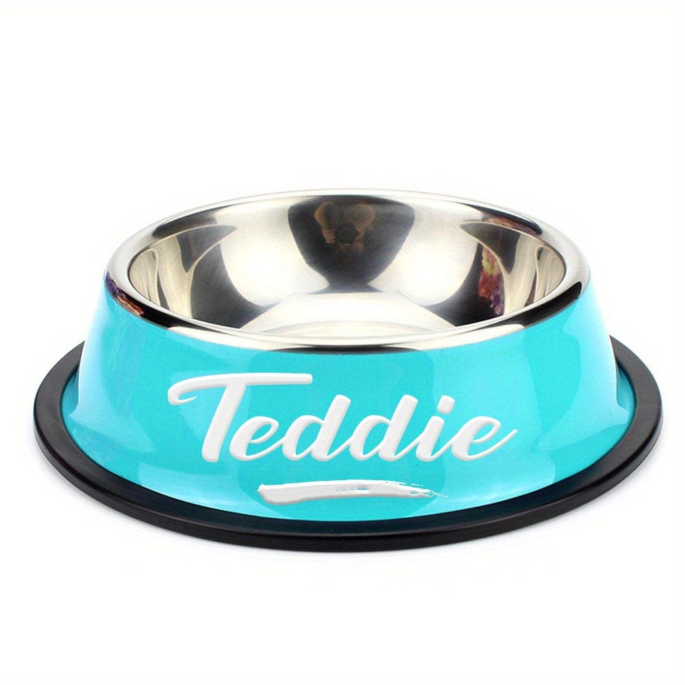 Gamelle personnalisée antidérapante chien & chat – Acier inoxydable premium Bleu 1 / S One PETS-TOP