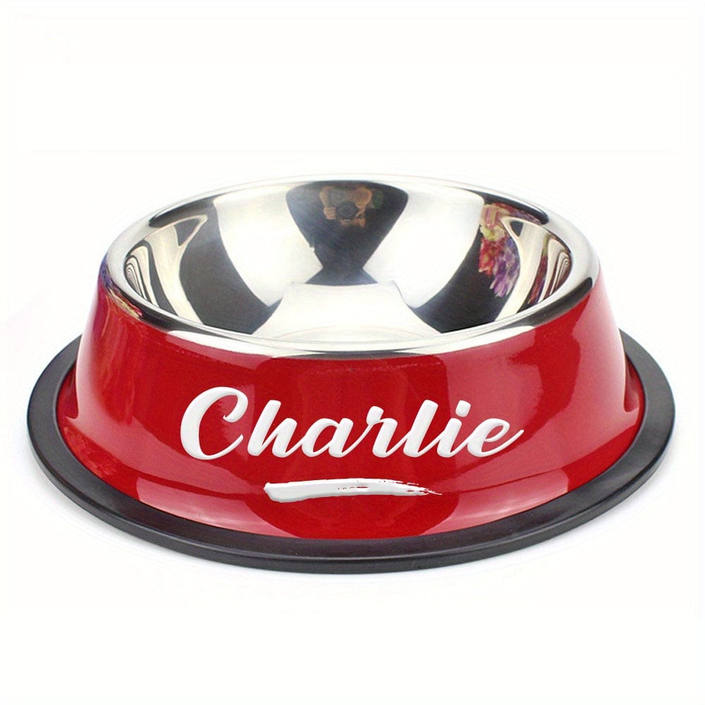 Gamelle personnalisée antidérapante chien & chat – Acier inoxydable premium Rouge 1 / S One PETS-TOP