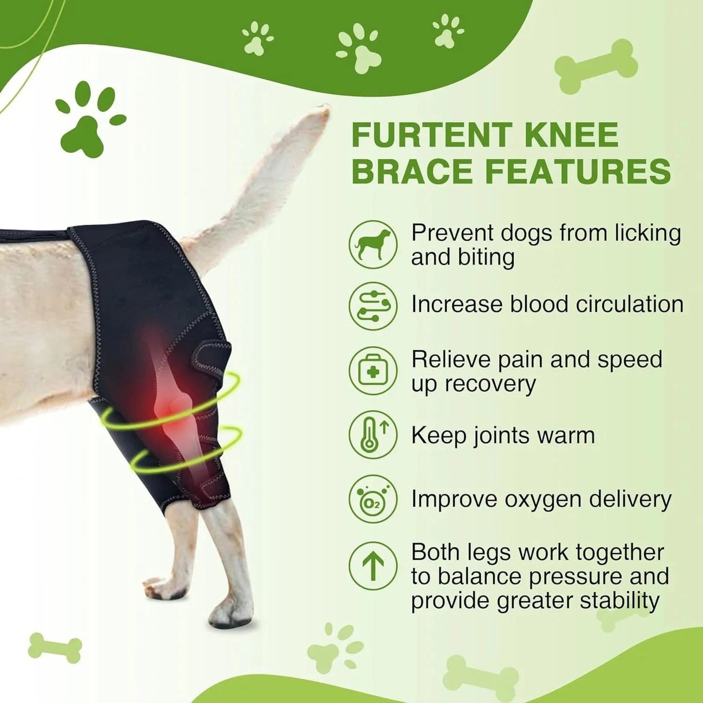 Genouillère chien avec support métal – Attelle ACL réglable, arthrite - One PETS - TOP