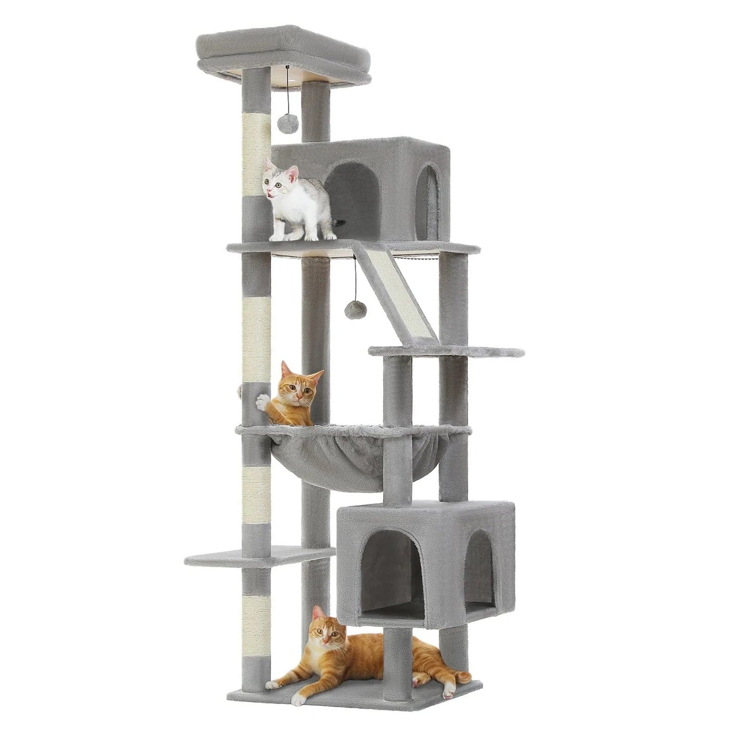 Grand arbre à chat 180cm – Tour avec hamac, griffoir sisal, jouets - One PETS - TOP