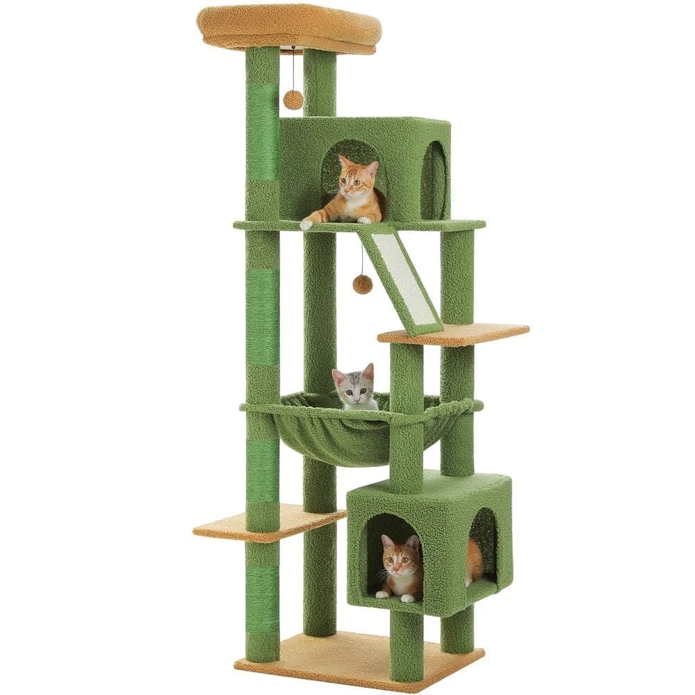 Grand arbre à chat 180cm – Tour avec hamac, griffoir sisal, jouets - One PETS - TOP