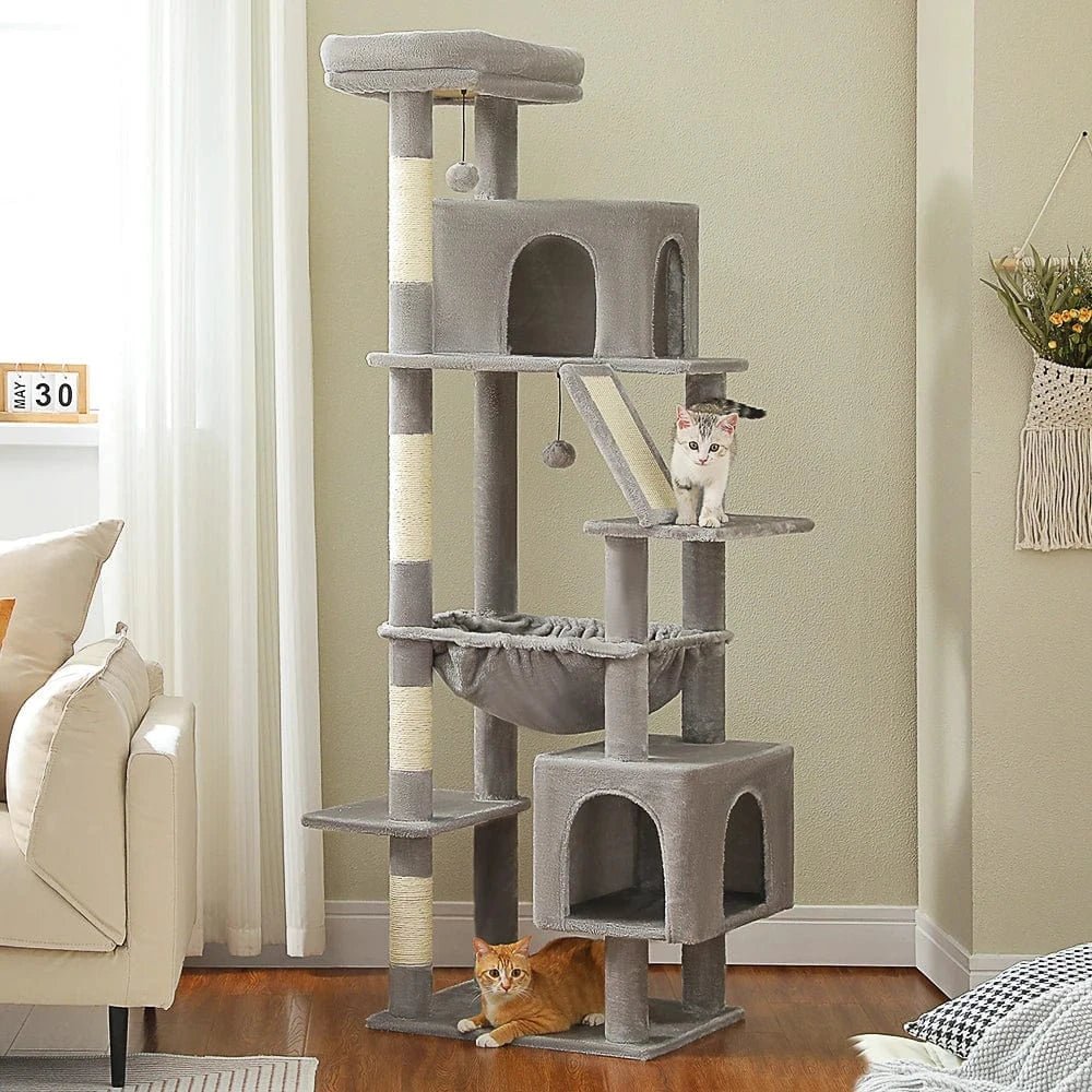 Grand arbre à chat 180cm – Tour avec hamac, griffoir sisal, jouets - One PETS - TOP