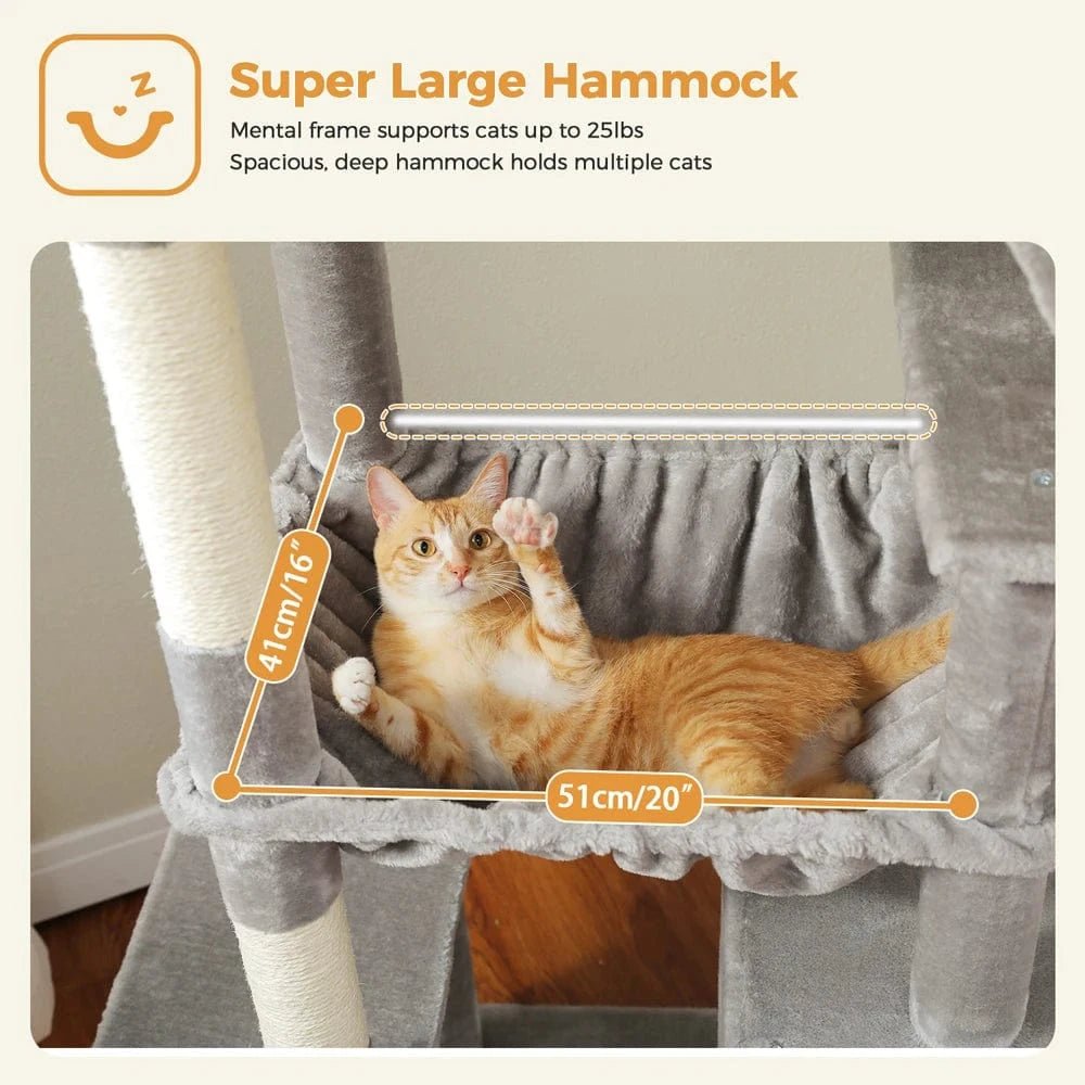 Grand arbre à chat 180cm – Tour avec hamac, griffoir sisal, jouets - One PETS - TOP