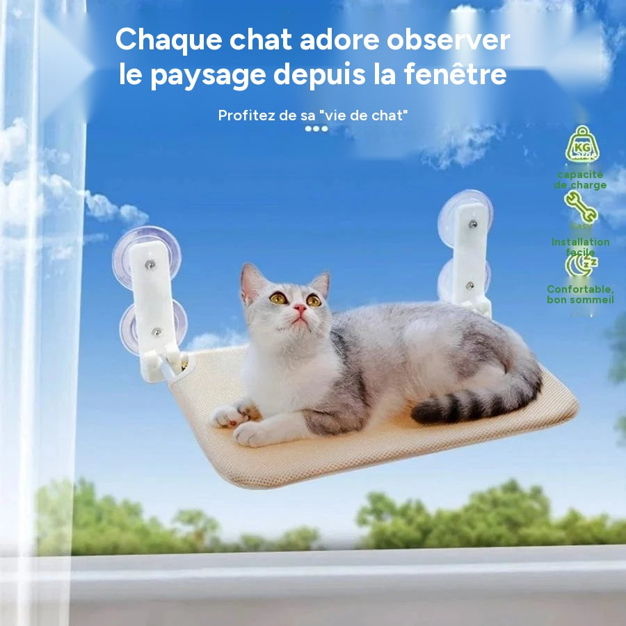 Hamac pliant pour chat plateforme fenêtre avec double ventouse