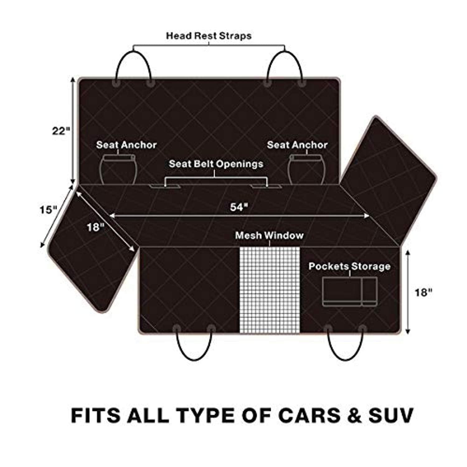 Housse De Siège Pour Chien Protection De Banquette Siège Arrière Imperméable Hamac De Chien Pour Banquette Arrière Pour Voitures/Vus Antidérapant Hamac Nettoyage Facile One PETS-TOP