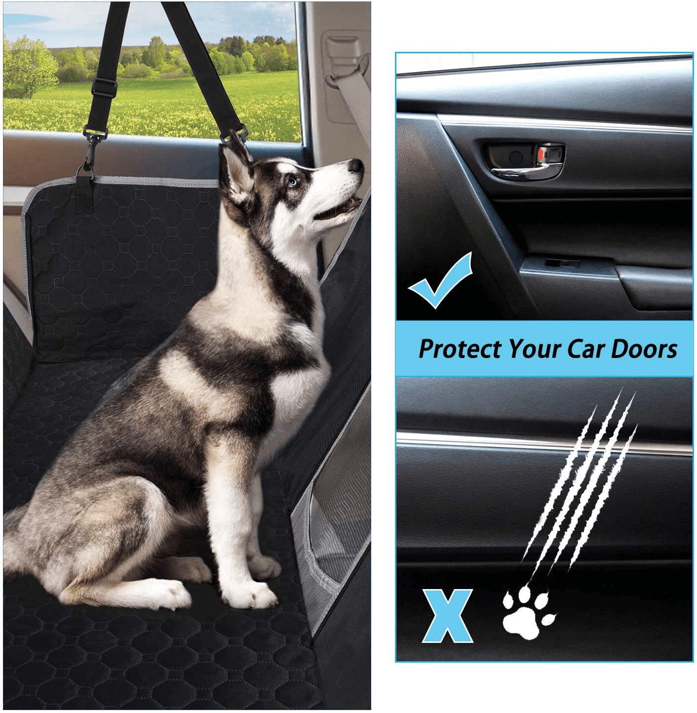 Housses De Siège D'Auto Pour Chien, Housse Protection De Siège D'Arrière Tansport Chien En Voiture Avec Fenêtre De Visualisation, Housse Banquette Imperméable Pour Voitures Et Vus, 145 X 136 Cm, Noir - One PETS - TOP