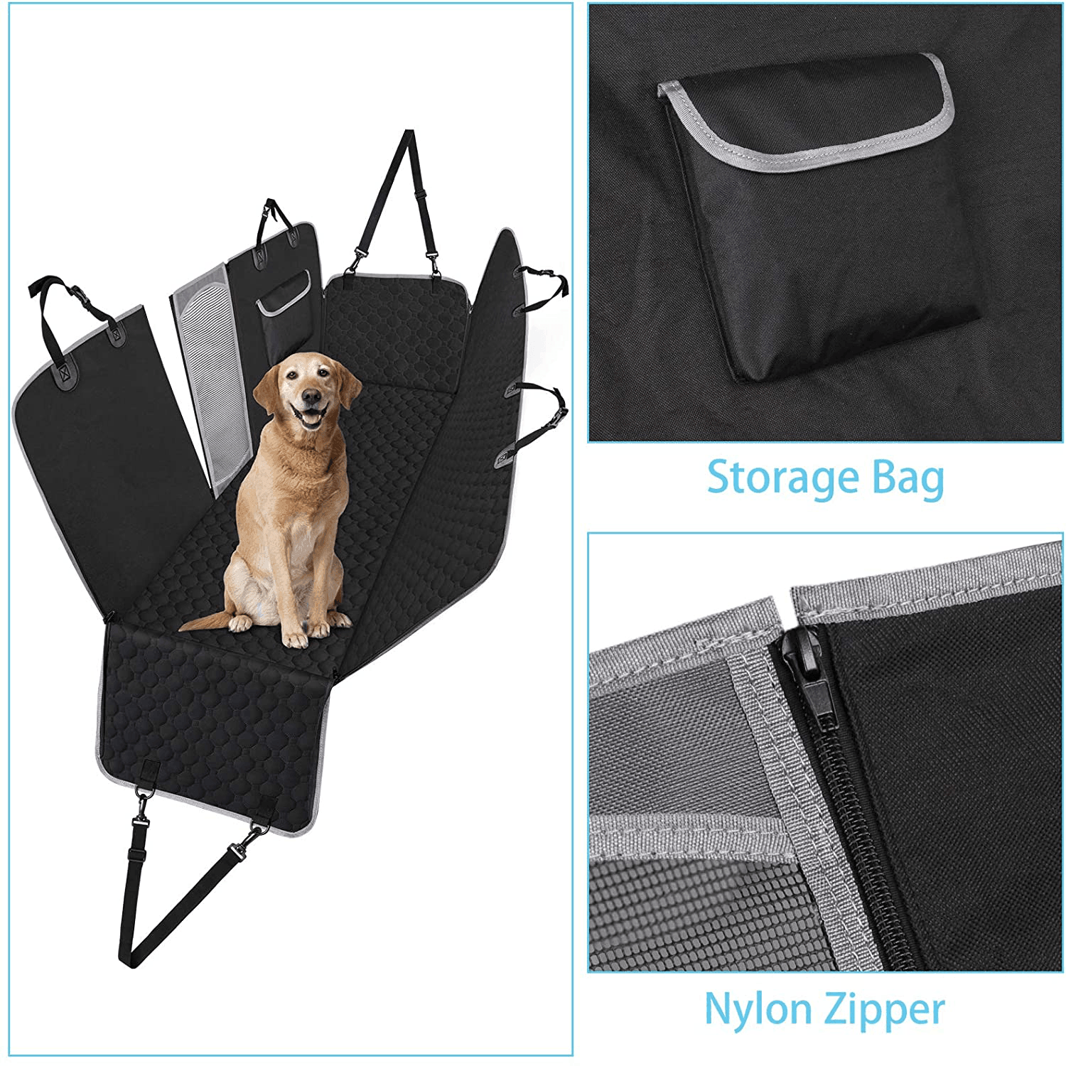 Housses De Siège D'Auto Pour Chien, Housse Protection De Siège D'Arrière Tansport Chien En Voiture Avec Fenêtre De Visualisation, Housse Banquette Imperméable Pour Voitures Et Vus, 145 X 136 Cm, Noir - One PETS - TOP