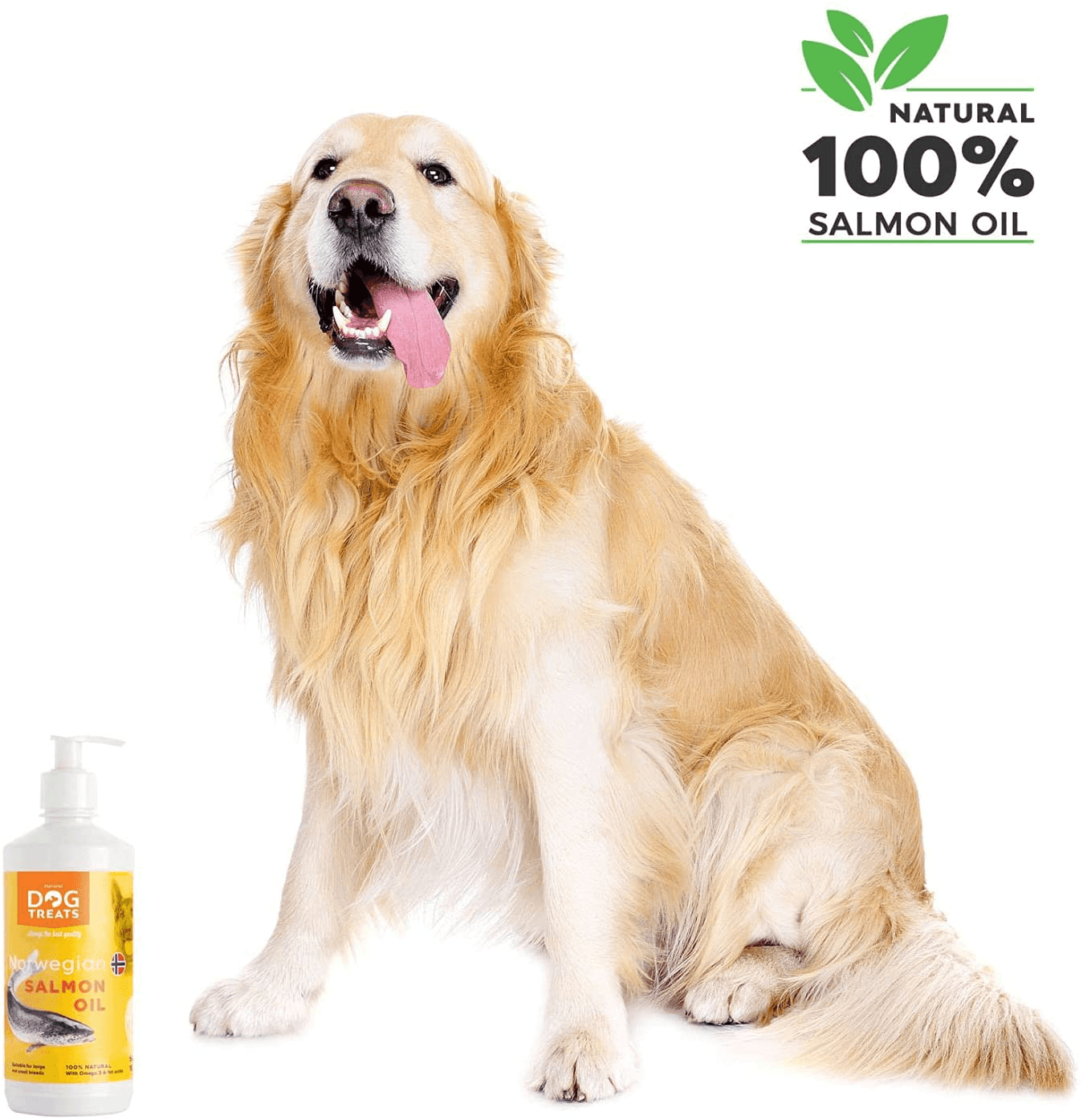 Huile De Saumon Pour Chien 100% Naturelle Norvégien, Oméga 3, 6 Et 9 Supplément Huile De Poisson, 500Ml 500 ml (16.9 oz) One PETS-TOP
