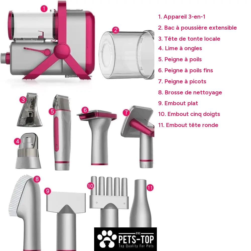 Kit de toilettage 10-en-1 chien et chat – vue de profil