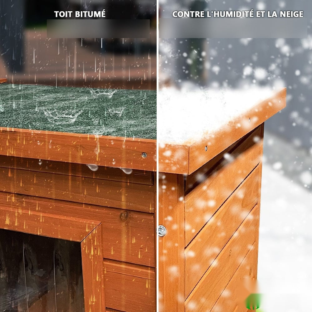 Maison en bois pour chat - niche interieure exterieure toit etanche – taille S