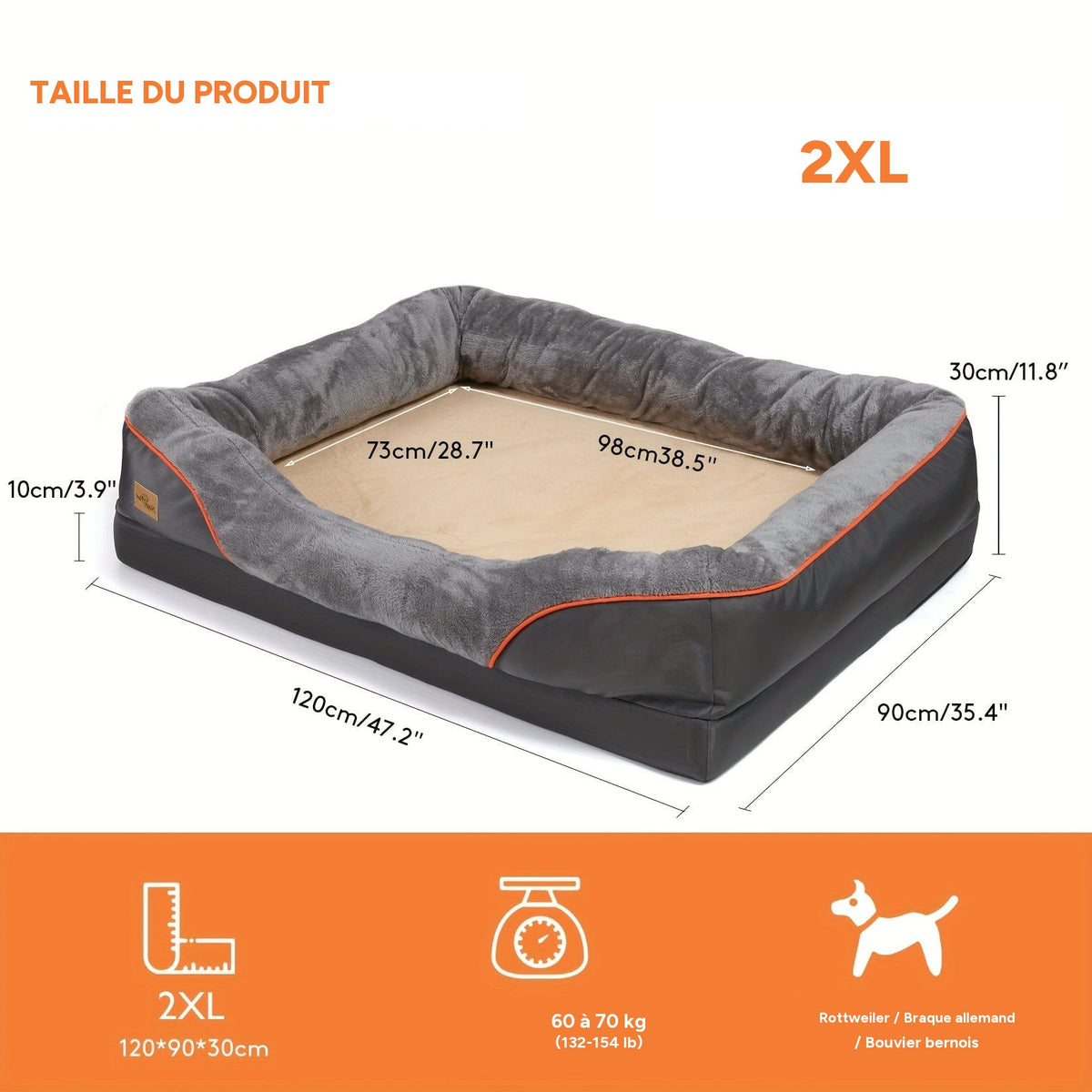 Lit orthopédique XXL pour chien sofa moelleux avec housse lavable – en situation