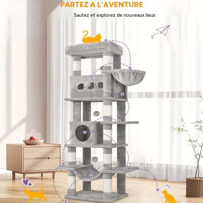 Arbre à chat XXL 170cm multi-niveaux griffoirs niches – détail 9