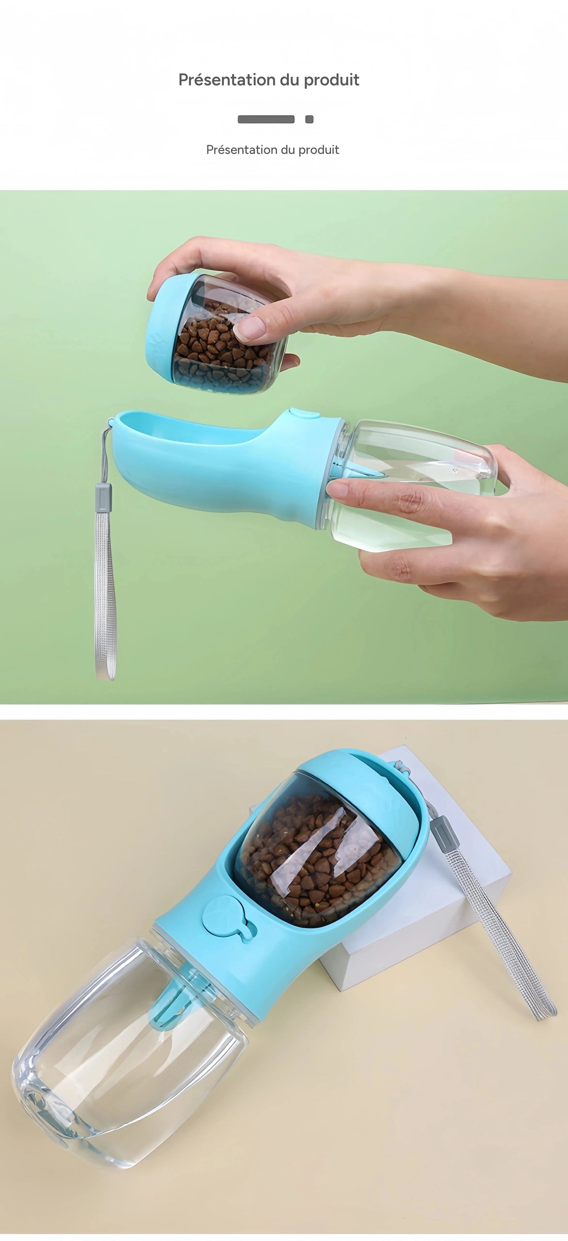 Bouteille d'eau portable 2 en 1 pour chiens et chats - voyage outdoor 12