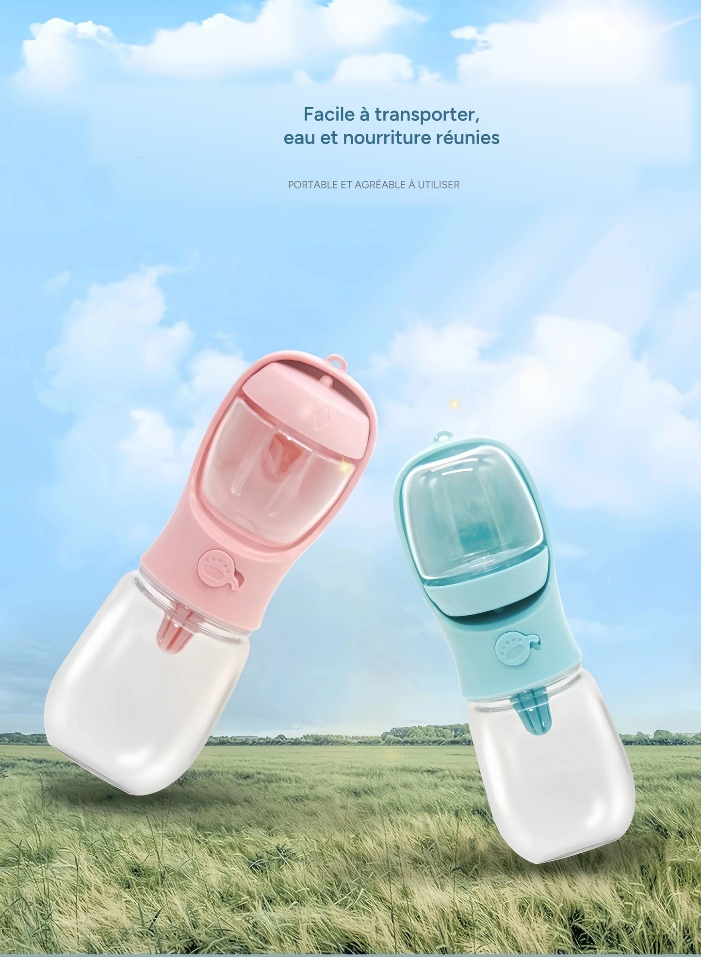 Bouteille d'eau portable 2 en 1 pour chiens et chats - voyage outdoor 13