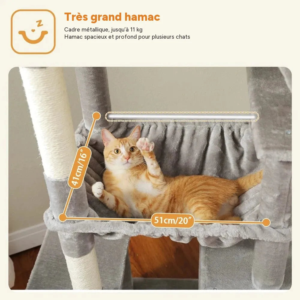Grand arbre à chat 180cm – Tour avec hamac, griffoir sisal, jouets - One PETS-TOP – vue 13