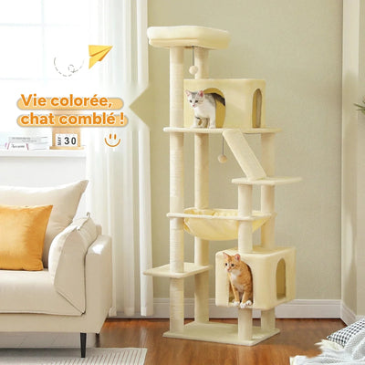 Grand arbre à chat 180cm – Tour avec hamac, griffoir sisal, jouets - One PETS-TOP