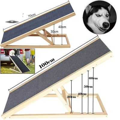 Rampe réglable en bois pour animaux