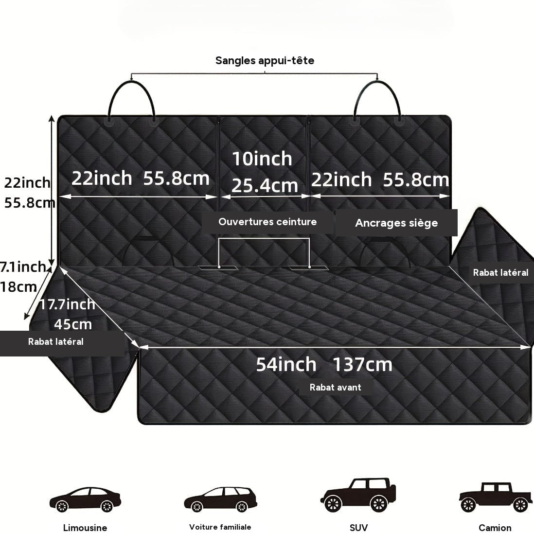 Housse de siège auto pour chien - protection siège arrière universelle