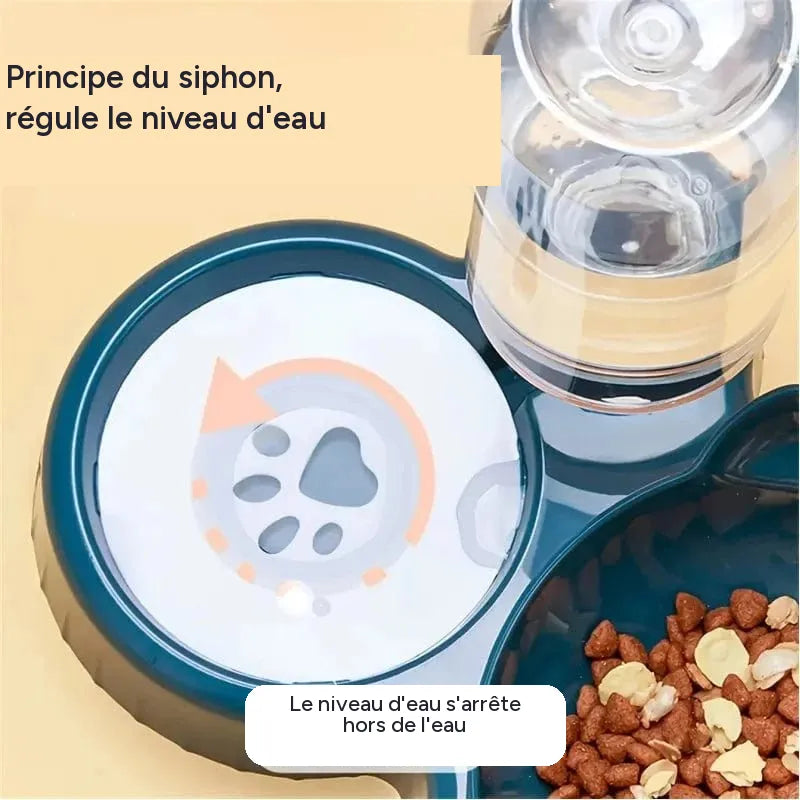 Station d'alimentation 3 en 1 pour chat, bols nourriture eau design