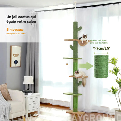 Arbre à chat à 5 niveaux du sol au plafond