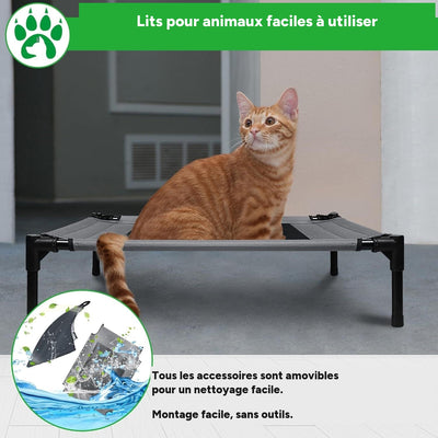 Lit surélevé pour chien avec auvent, couchage portable intérieur/extérieur