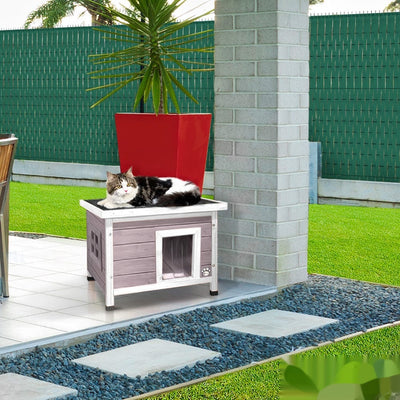 Maison en bois pour chat - niche interieure exterieure toit etanche – vue 2