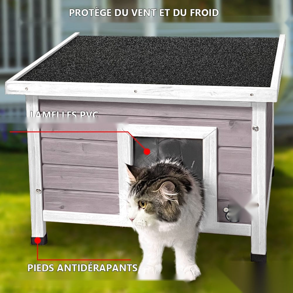 Maison en bois pour chat - niche interieure exterieure toit etanche – vue 3