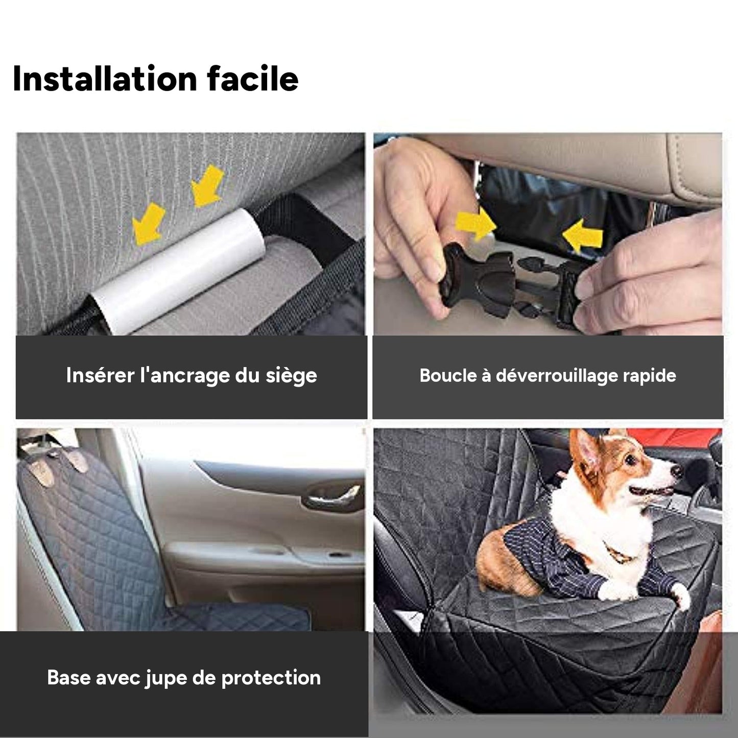 Housse de siège avant pour chien - vue installation