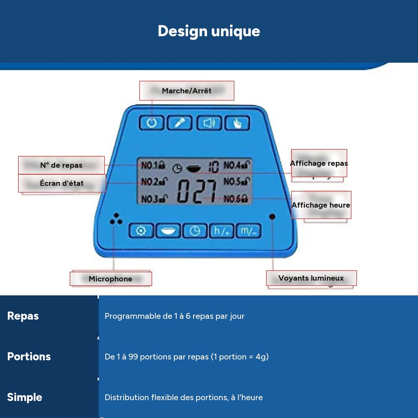 Distributeur automatique pour animaux domestiques 6 repas chien