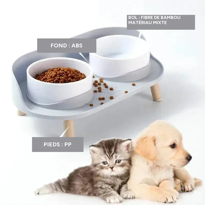 Mangeoires doubles reglables, bols sureleves pour chat, chiot, petit chien