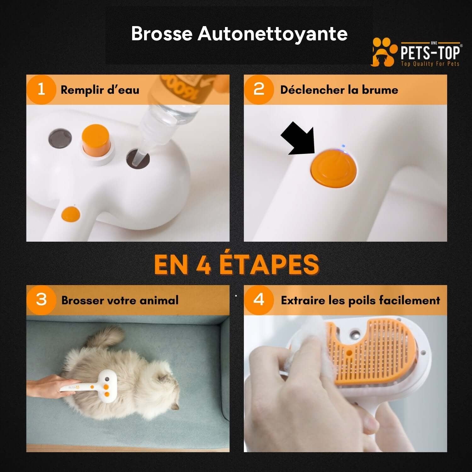 Brosse autonettoyante pour chat et petit chien – One PETS-TOP – vue 3