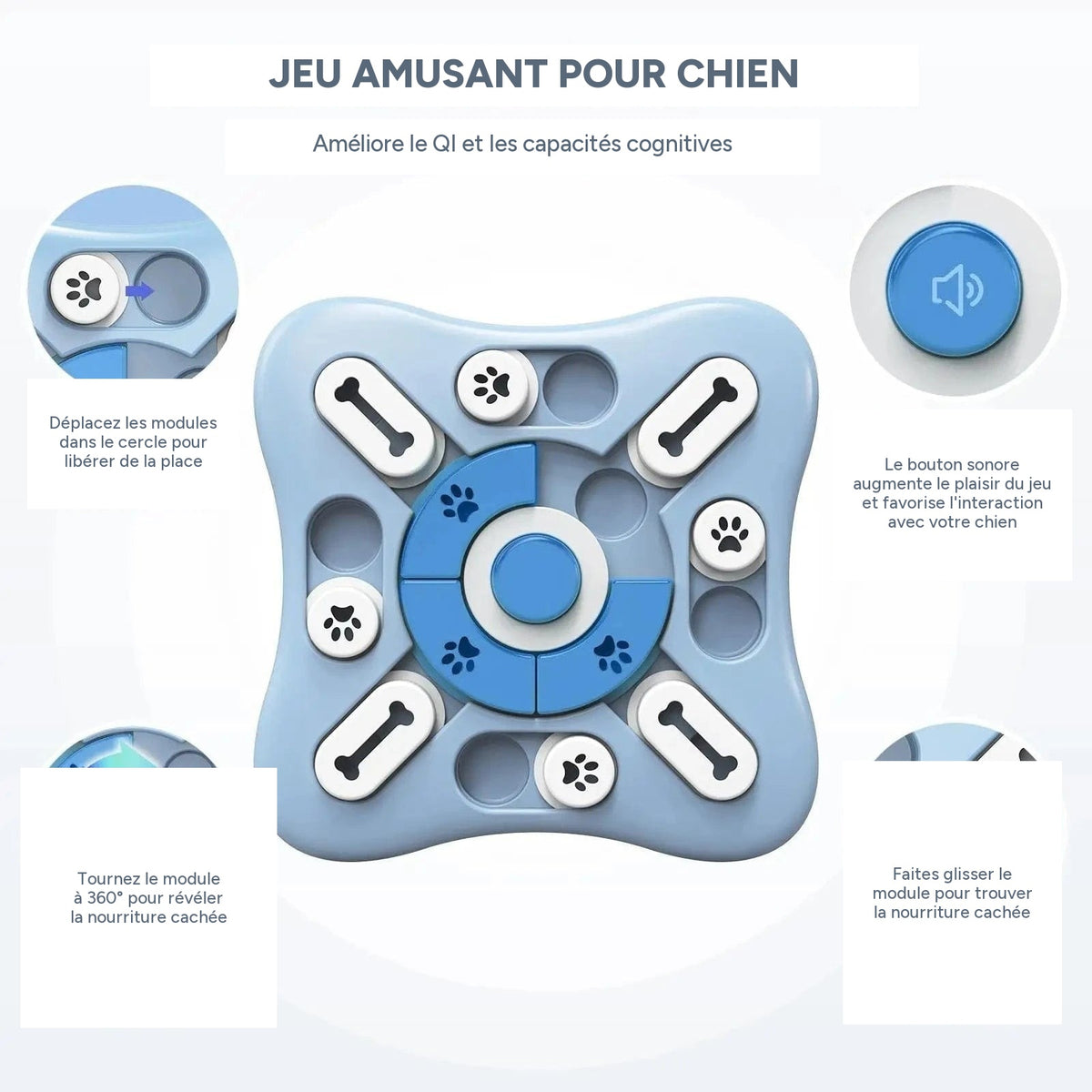 Jouet interactif pour chien & chat – Distributeur de nourriture & puzzle - One PETS-TOP – vue 3