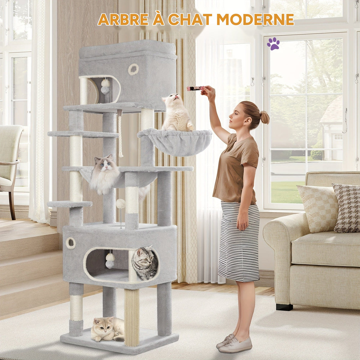 Arbre a chat XXL 7 poteaux - infographie 2