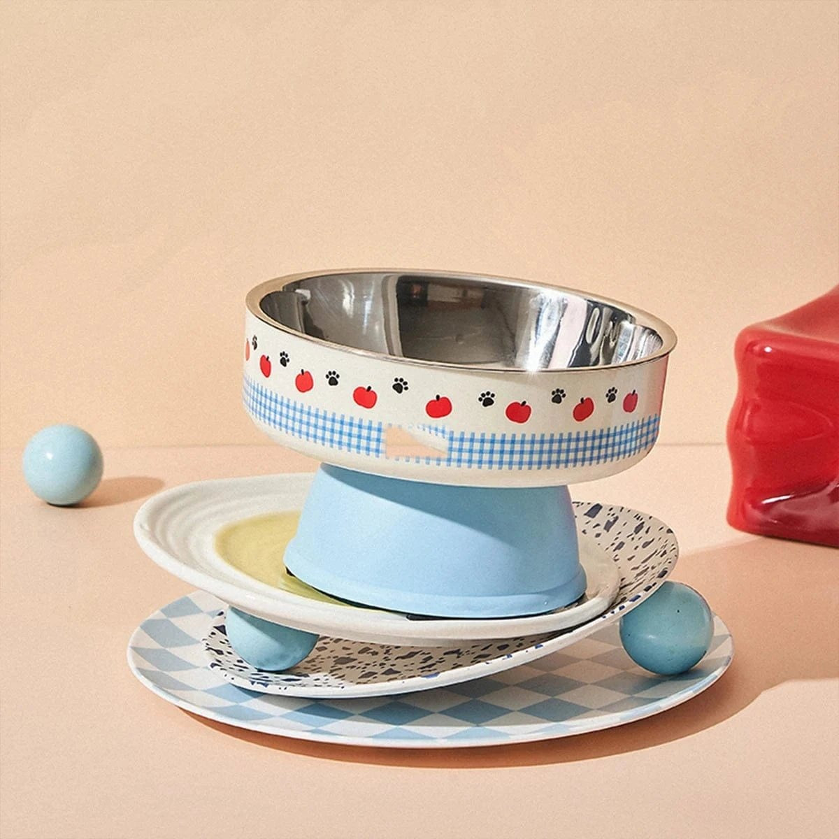 Bol surélevé en inox pour animaux - design coloré ergonomique anti-fatigue – vue 4