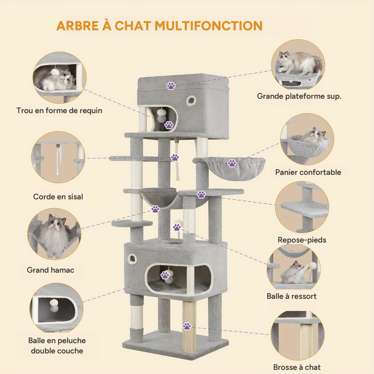Arbre a chat XXL 7 poteaux - infographie 3
